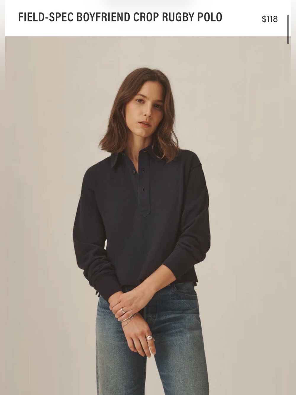 NWT Buck Mason Women’s Field Spec Crop Rugby Polo Dress Navy Small S